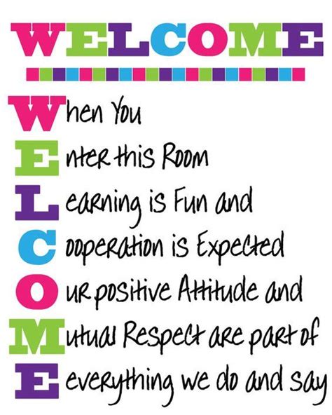 A Colorful Welcome Sign With The Words Welcome Written In Different