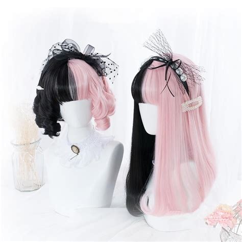 Harajuku Black Pink Wig Yv43006 In 2020 Kawaii Hairstyles Kawaii