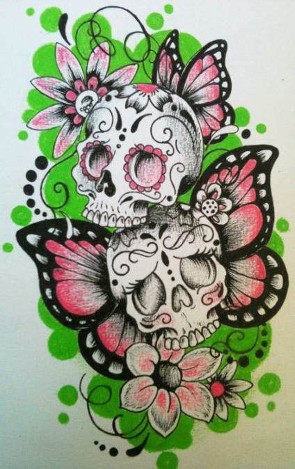 Tattoo Butterfly Skull Sweets 34 Ideas Cute Tattoos Sugar Skull
