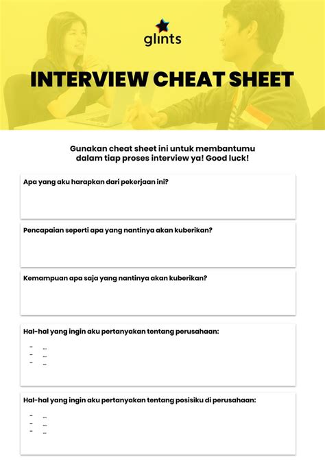 Freebies Career Guideline Interview Cheat Sheet Glints Blog