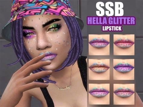 The Sims Resource Hella Glitter Lipstick By Savagesimbaby Sims 4