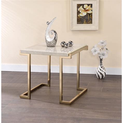 Boice Ii End Table Faux Marble And Champagne