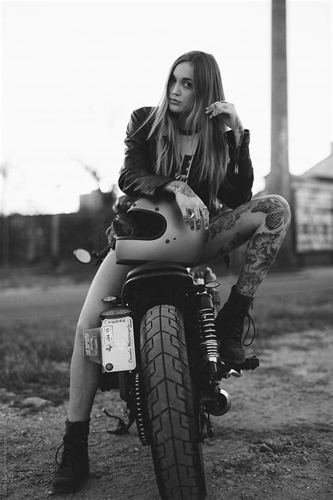 Attractive Girl Motorcycle Rider Posing By Stocksy Contributor Dalton Campbell Stocksy