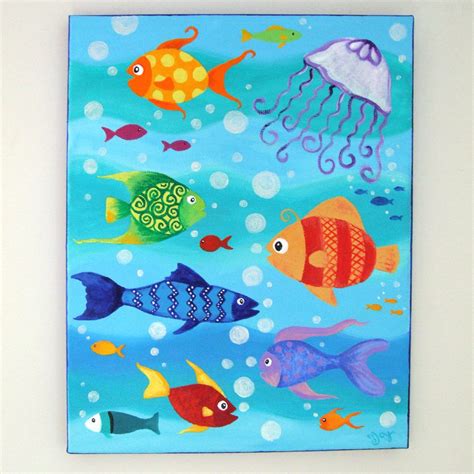 Happy Fish Acrylic Canvas Canvas Painting Canvas Wall Art Acrylic