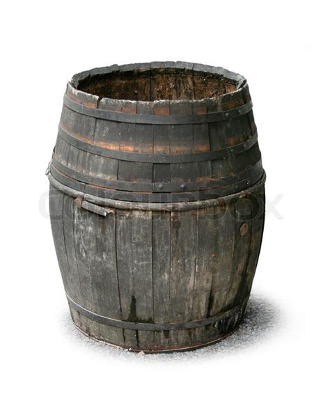 Dark Old Decayed Wooden Barrel Isolated Stock Image Colourbox