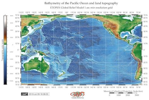 General Bathymetric Map Of The Seafloor Of The Pacific Ocean Etopo1