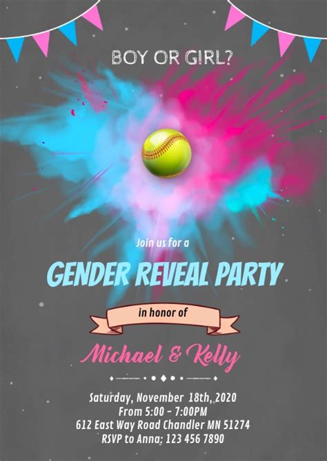 Copy Of Softball Gender Reveal Party Postermywall