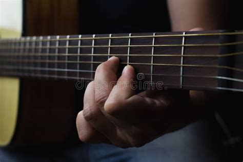 Acoustic Guitar Player Performing Guitarist Playing In Music Studio