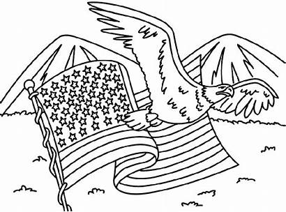 Coloring Pages Memorial Eagle Flag American Usa