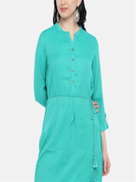 Buy Global Desi Turquoise Blue Solid Tunic Tunics For Women 9013927