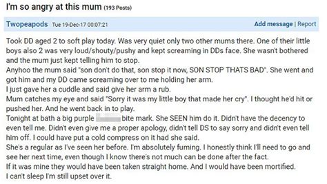 Mumsnet Mum S Outraged After Strangers Son Bites Babe Daily Mail