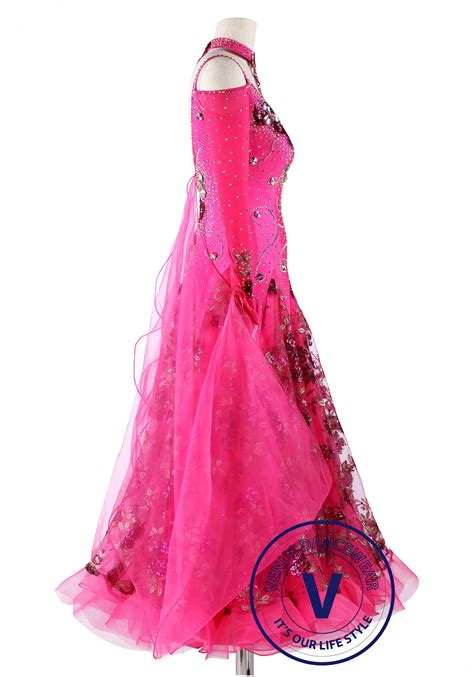 Pink Rose Sequin Ballroom Standard Competition Dance Dress