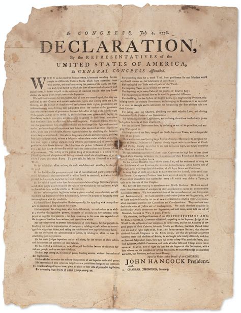 A Contemporary Broadside Edition Of The Declaration Of Independence
