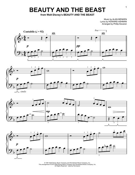 Beauty And The Beast Classical Version Arr Phillip Keveren Sheet