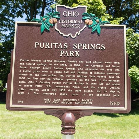 Puritas Springs Park The Cyclone Roller Coaster Historical Marker