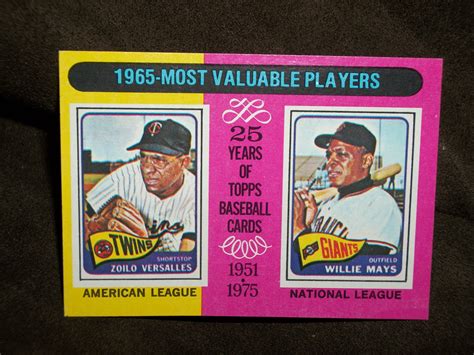 Topps 25 Years Of Baseball Mays And Versalles 1965 Most