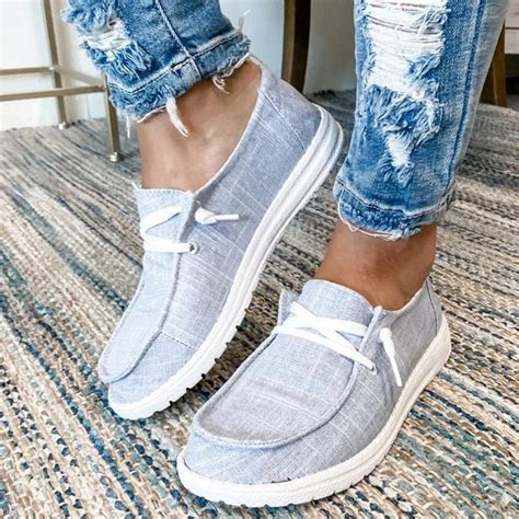 Women Casual Comfy Canvas Flat Low Top Slip On Loafers Noracora