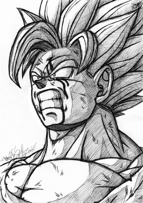 Goku Ssj2 Black Pen Draw By Sigmagfx On Deviantart