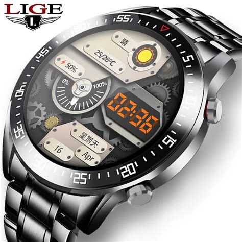 Lige 2020 New Luxury Brand Mens Watches Steel Band Fitness Watch Heart