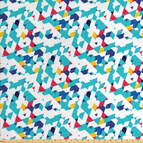 Abstract Fabric By The Yard Modern Triangles Geometric With Grunge