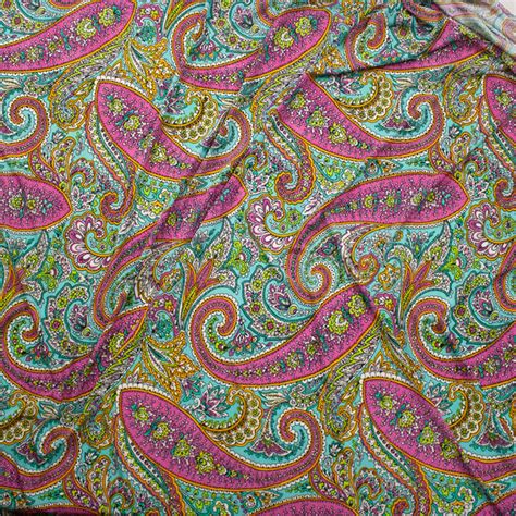 Cali Fabrics Hot Pink And Aqua Paisley Print Polyspandex Ity Knit