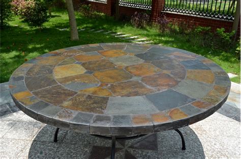 Free delivery and returns on ebay plus items for plus members. 63'' Round Slate Outdoor Patio Dining Table Stone OCEANE