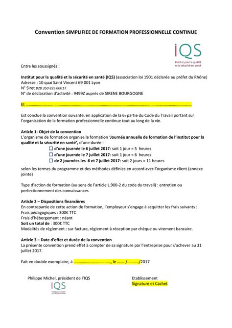 Convention Simplifiee De Formation Professionnelle