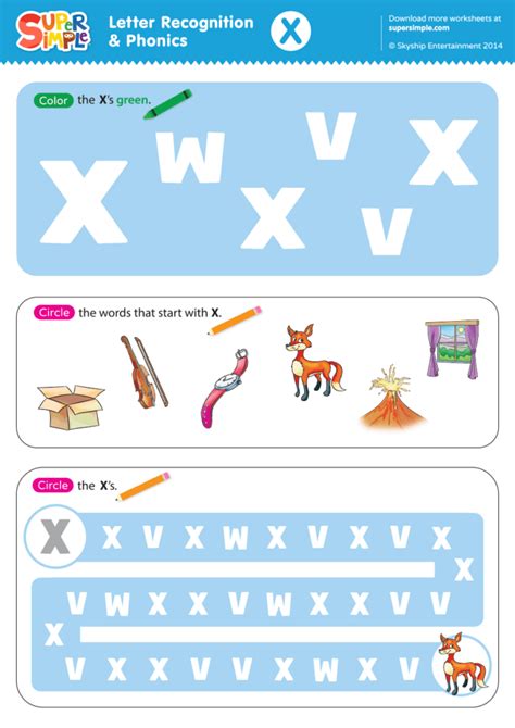 Letter Recognition And Phonics Worksheet X Uppercase Super Simple