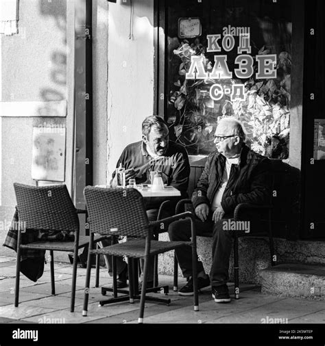 Old People Chatting Street Black And White Stock Photos And Images Alamy