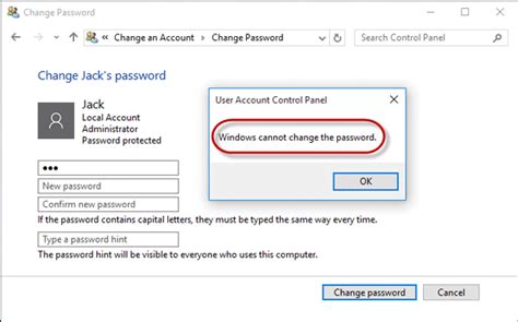 Fix Windows Cannot Change The Password Error In Windows 10