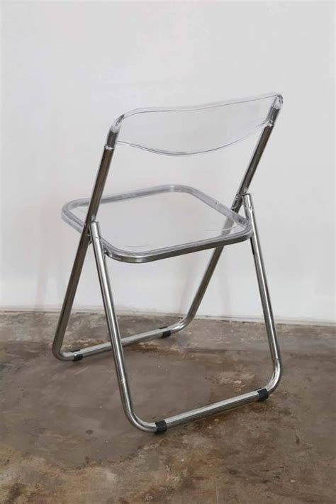 Set Of Six Mid Century Modern Lucite Chrome Folding Chairs 3 