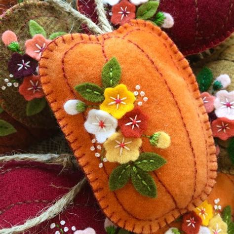 Fabric And Ink And Everyday Life Embroidered Hanging Pumpkins Felt