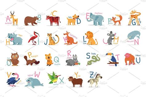 Animal Alphabet Animal Alphabet Graphic Illustration Alphabet