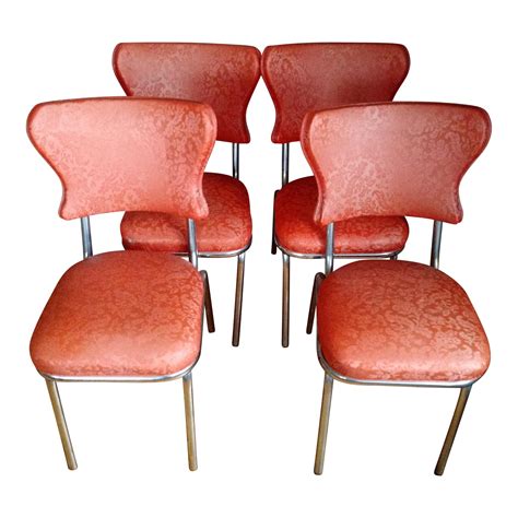 Retro 1950s Vinyl And Chrome Dining Chairs Set Of 4 Chairish