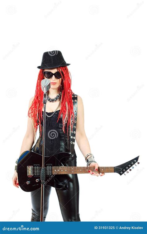 Female Guitarist Stock Image Image Of Dreadlocks Isolated 31931325