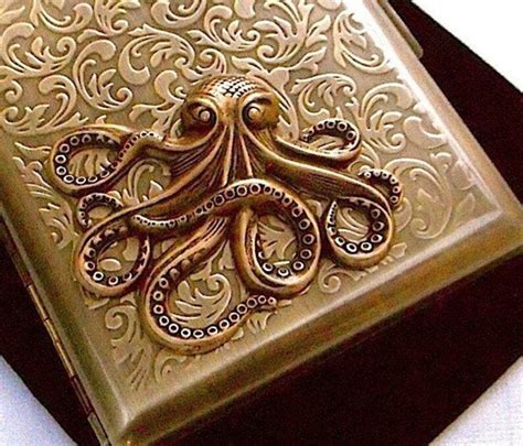 Big Brass Octopus Cigarette Case Gothic Victorian Steampunk Etsy