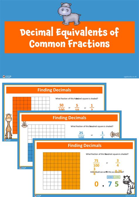 Decimal Equivalents Of Common Fractions Year 4 Cgp Plus