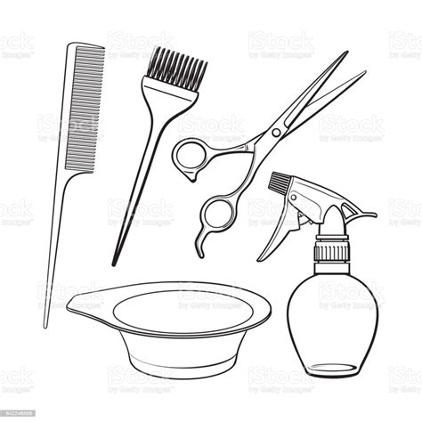 Hours of fun await you by coloring a free drawing characters hairdresser. Hairdresser Objects Like Scissors Brush Comb Coloring Bowl ...
