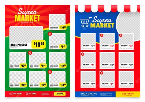 Premium Vector Supermarket Flyer Template Shop Poster Design Grocery