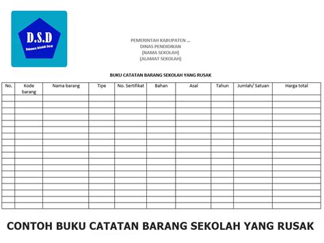 Contoh Buku Catatan Barang Non Inventaris Ruang Ilmu