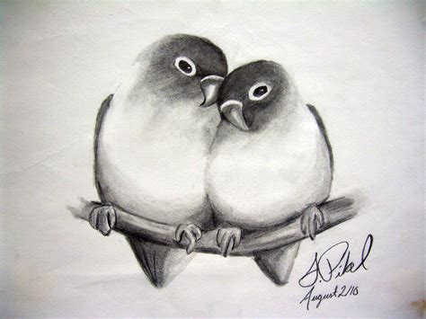 Love Birds By Pikels2 Birds In 2019 Pencil Drawings Of Love Pencil