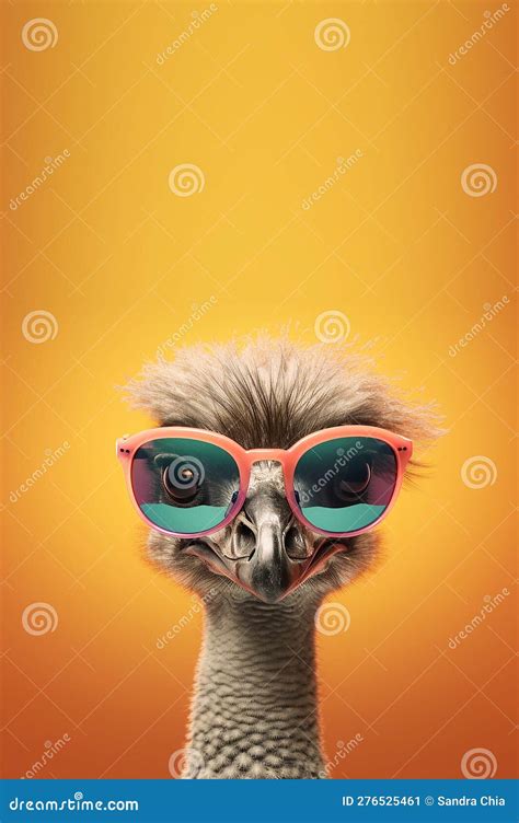 Creative Animal Concept Ostrich Bird In Sunglass Shade Glasses