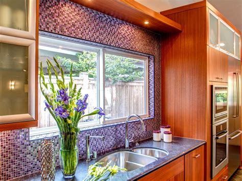 Contemporary Kitchen With Multicolored Mosaic Tile Accent
