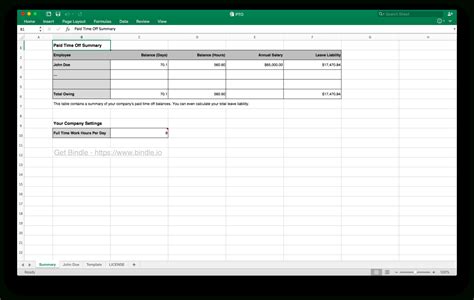 Paid Time Off Tracking Spreadsheet — Db
