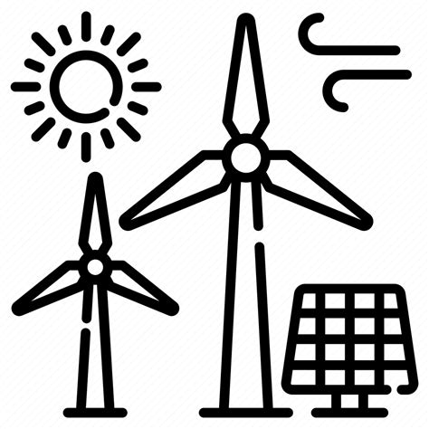 Electricity Energy Panels Power Renewable Solar Wind Icon