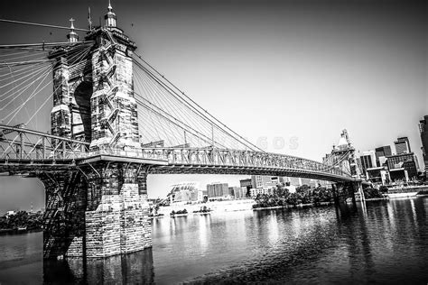 Image Cincinnati Roebling Bridge Black And White Picture