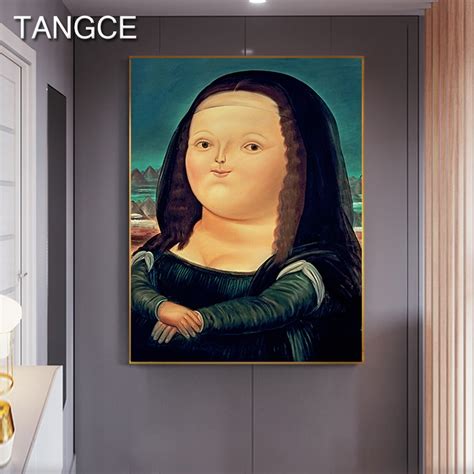 Nordic Cute Mona Lisa Painting Cartoon Fat Funny Mona Lisa Poster Print