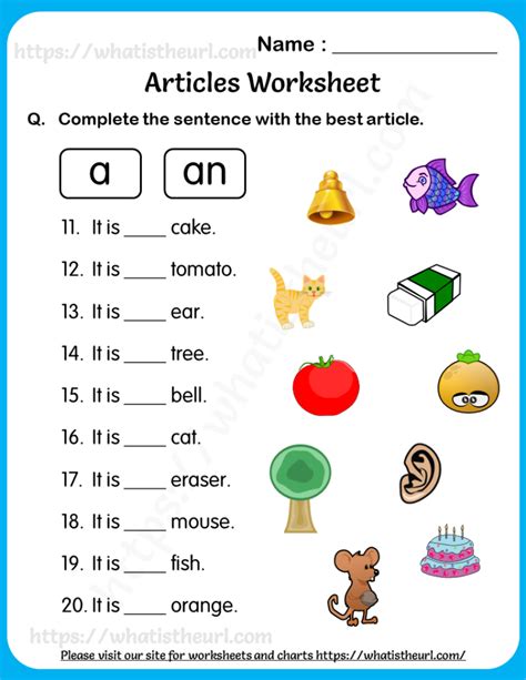 English Worksheets Grade 1 Chapter Articles Key2practice English