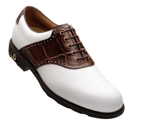 Footjoy Mens Icon Saddle Golf Shoes 12 Us Medium White Dark Brown