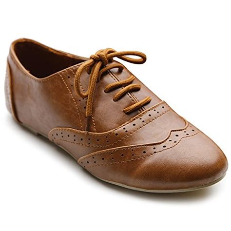Oxford shoes have a distinctive design in which the eyelet area is concealed within the vamp. Ollio Women's Shoe Classic Lace Up Dress Low Flat Heel ...
